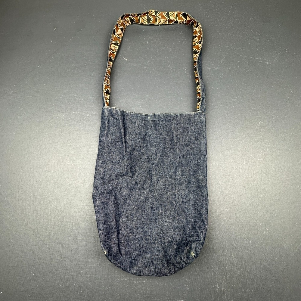 Reversible Tote Bag Unisex Denim Tribal Print Shoulder Purse Handmade Boho Style